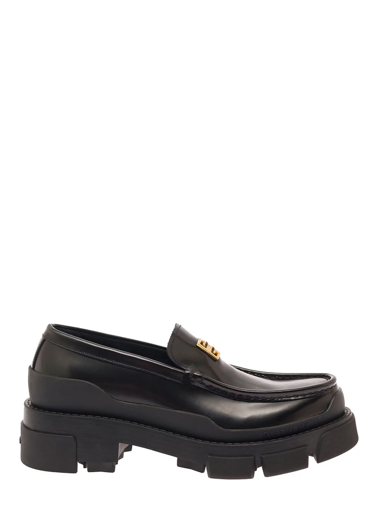 Terra Black Loafers with 4G Logo in Leather Woman