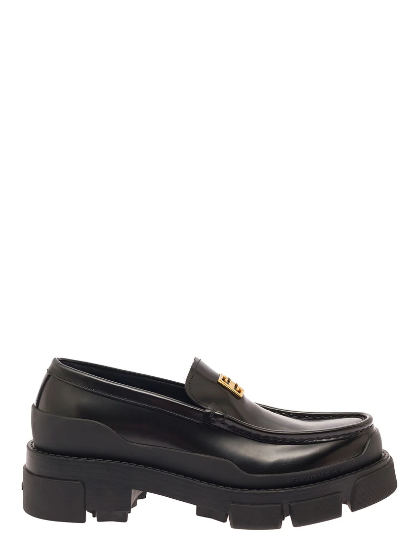 Terra Black Loafers with 4G Logo in Leather Woman