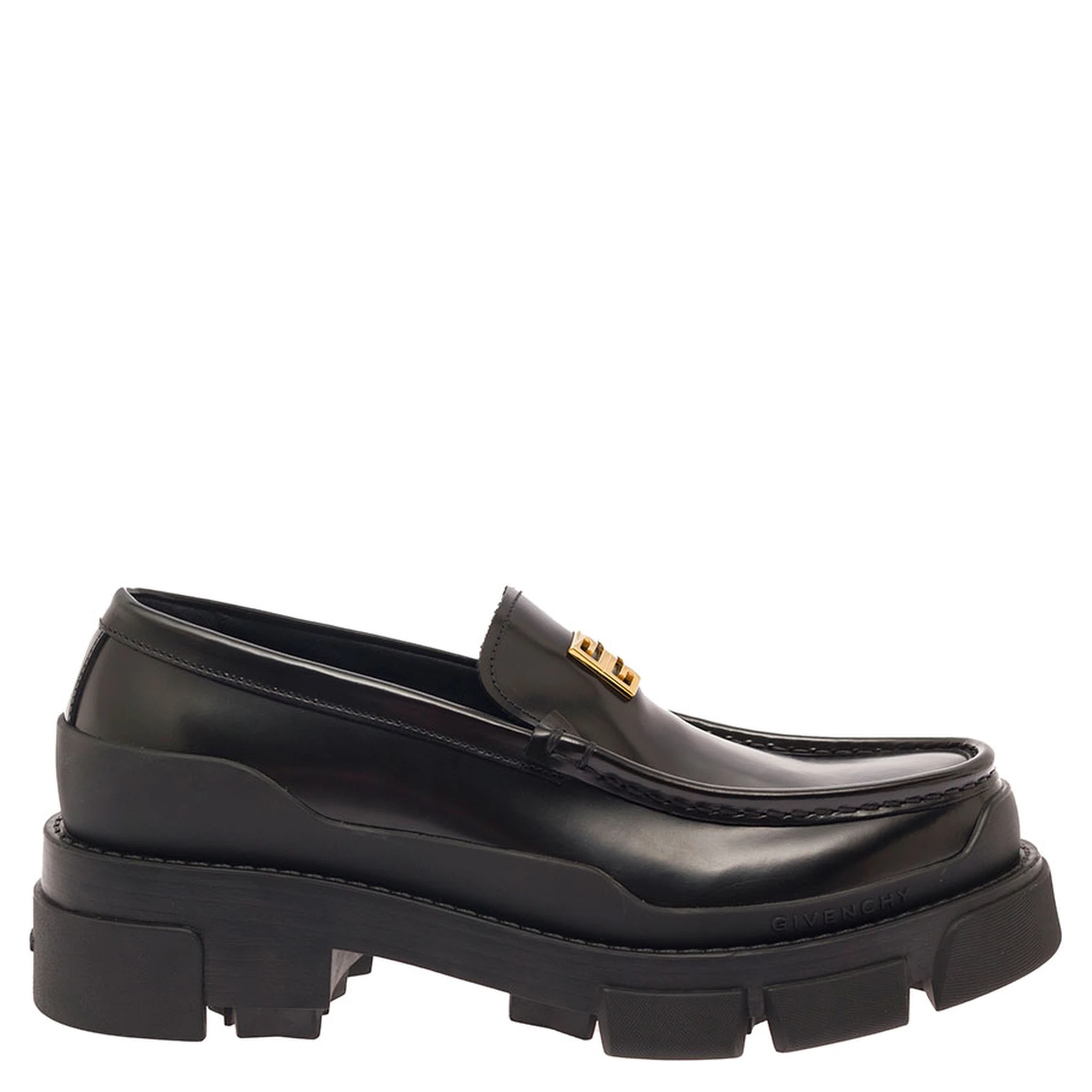 Terra Black Loafers with 4G Logo in Leather Woman