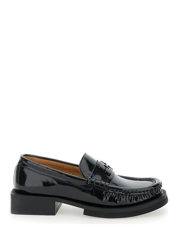 Butterfly Black Loafers with Tonal Logo in Techno Fabric Woman