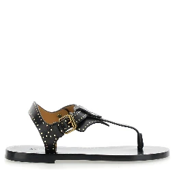 Jooni Black Sandals with Buckle Closure and Metal Studs in Leather Woman