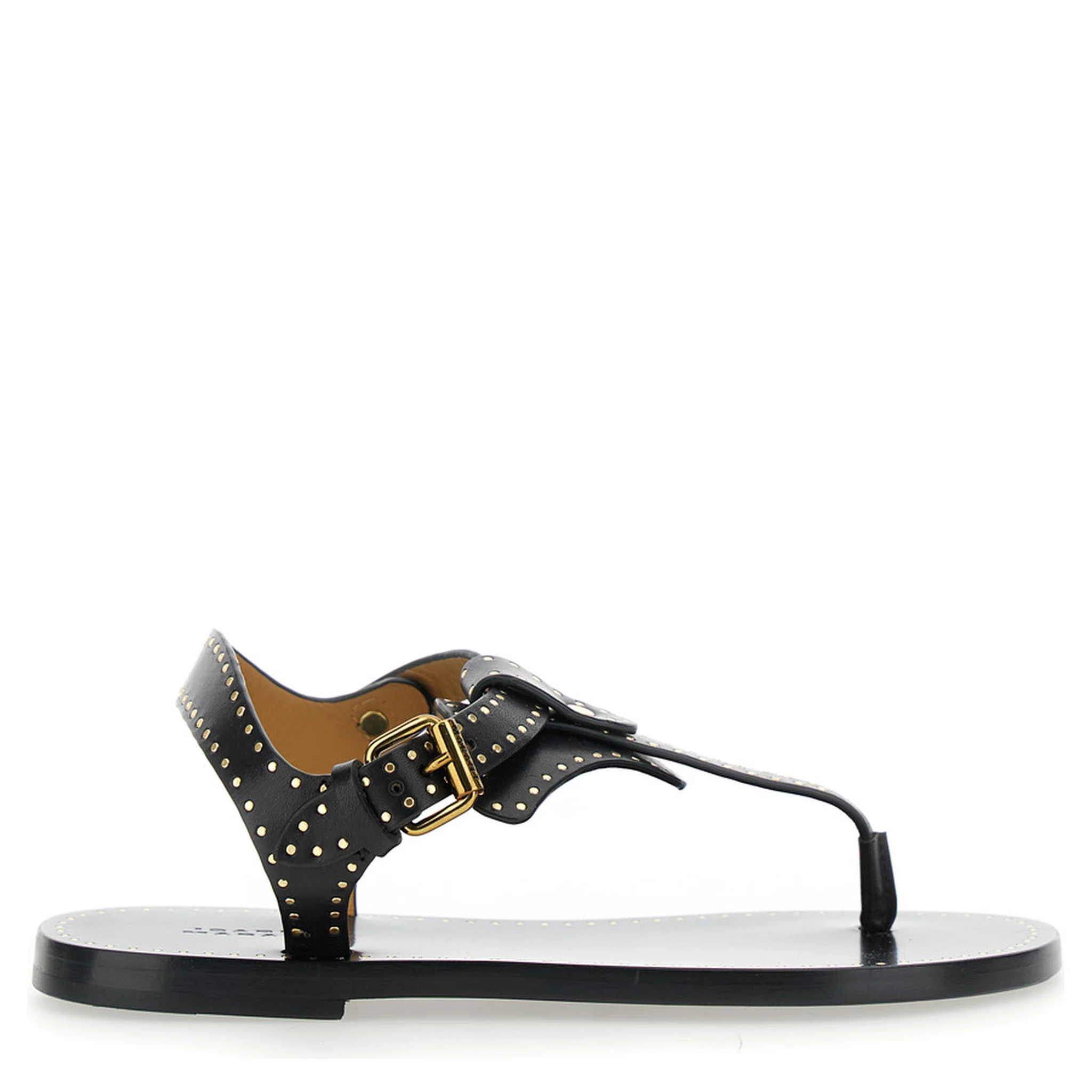 Jooni Black Sandals with Buckle Closure and Metal Studs in Leather Woman