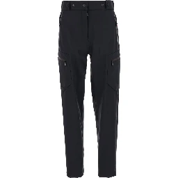 Black Cargo Pants with Adjustable Waist in Stretch Fabric Woman
