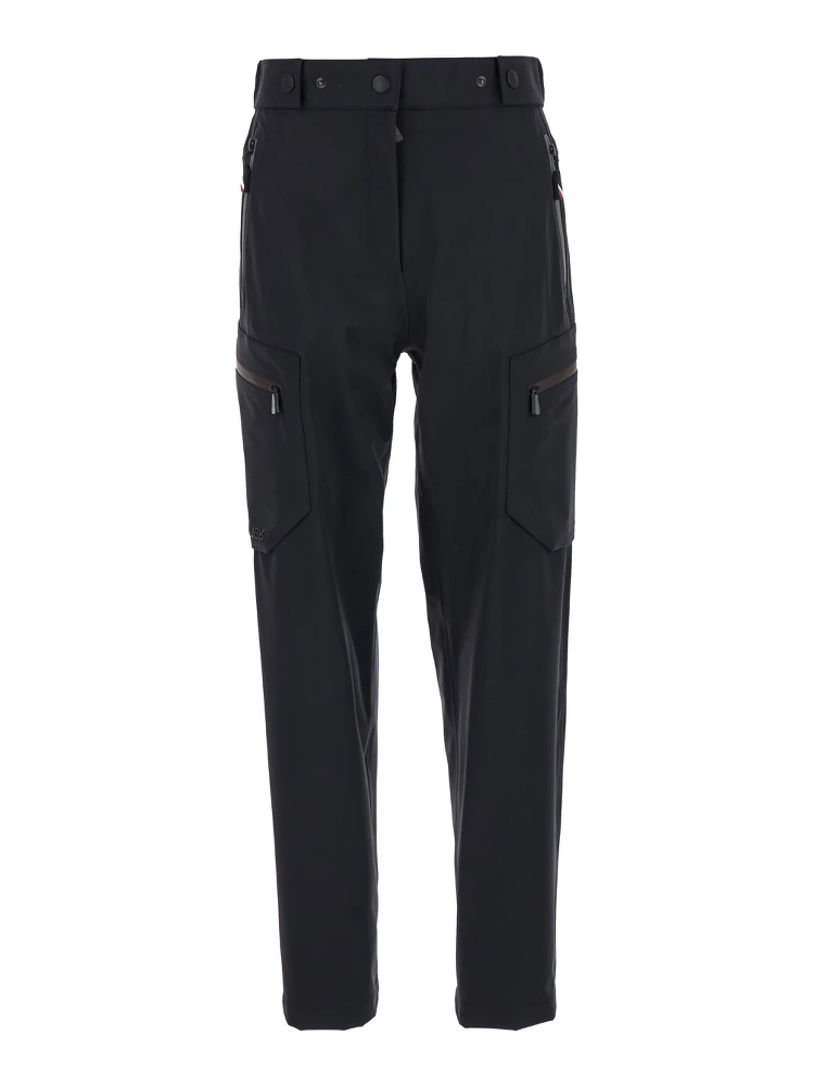 Black Cargo Pants with Adjustable Waist in Stretch Fabric Woman