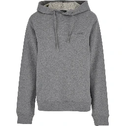 Grey Hoodie with Tonal Logo Embroidery in Jersey Woman