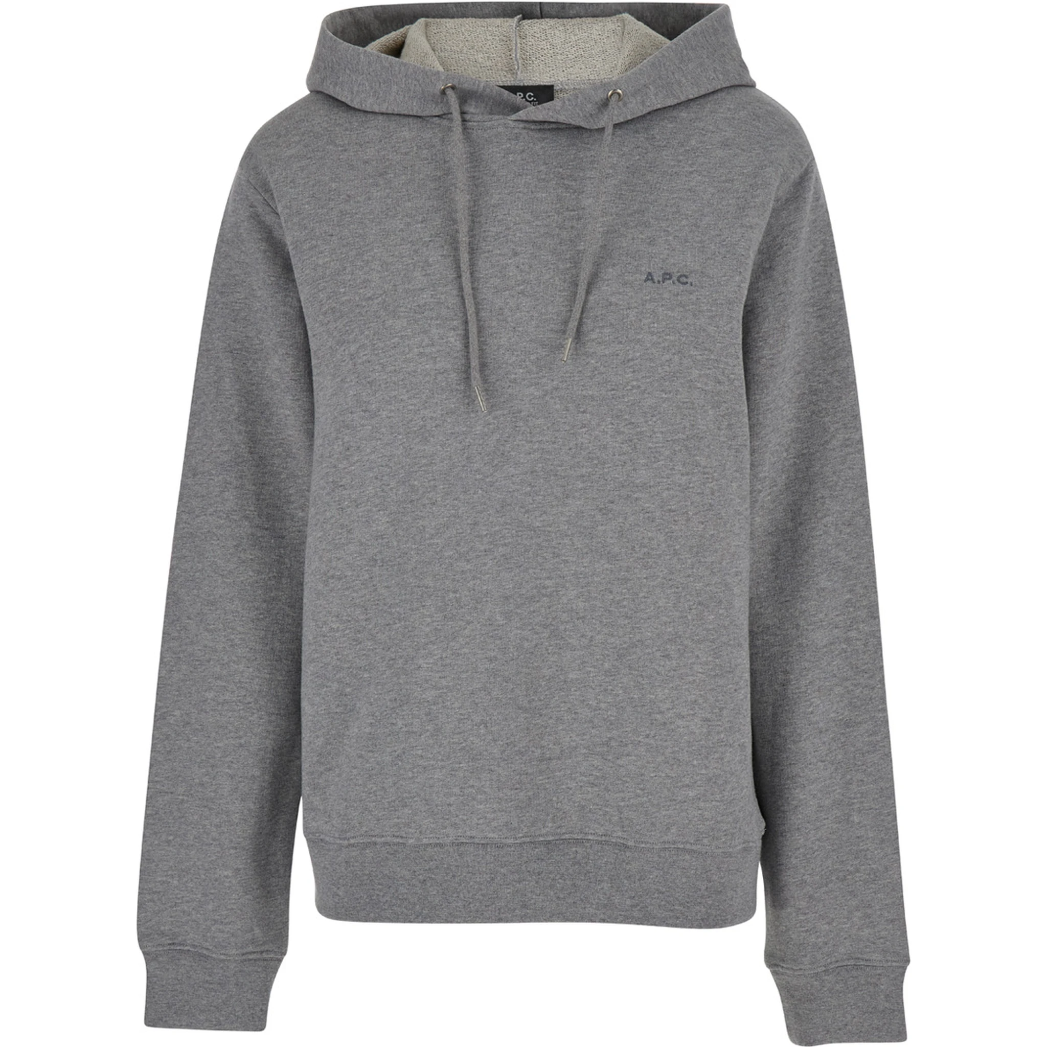 Grey Hoodie with Tonal Logo Embroidery in Jersey Woman