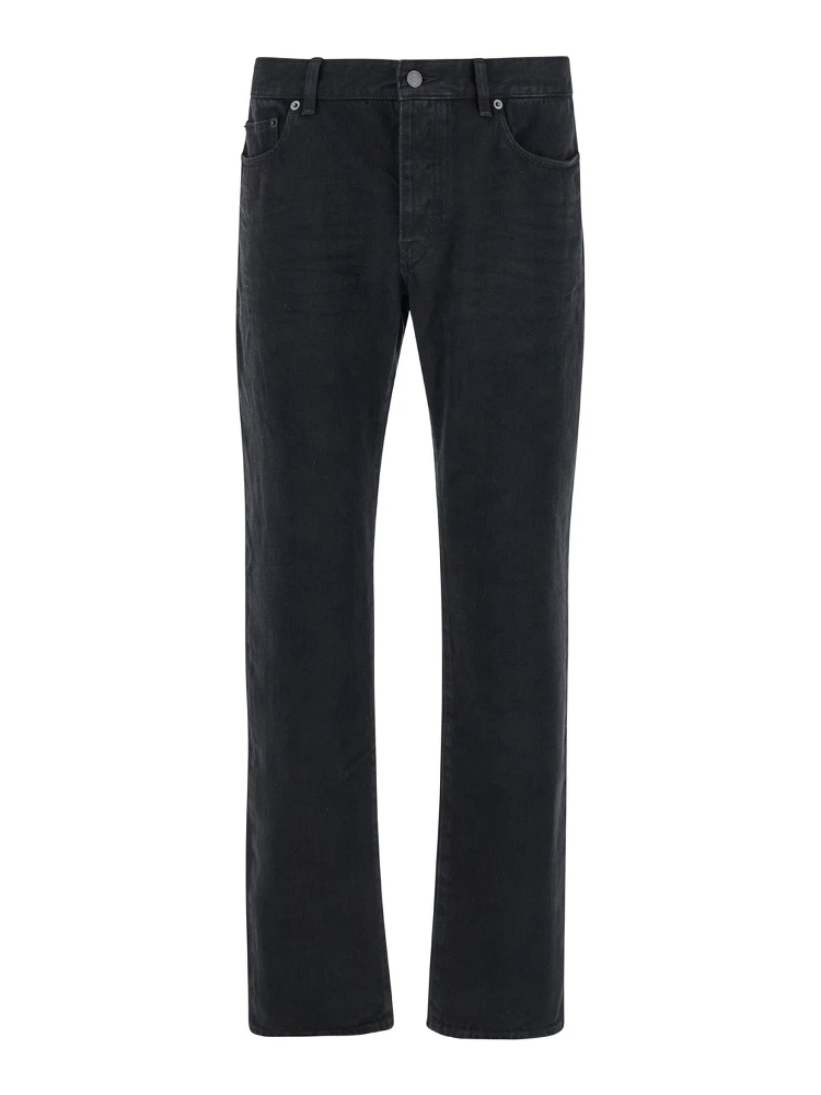 Black Slim Jeans with Logo Patch in Denim Man