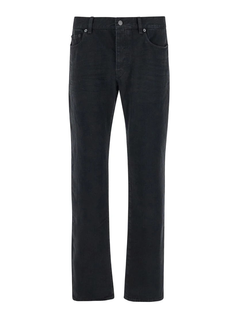 Black Slim Jeans with Logo Patch in Denim Man