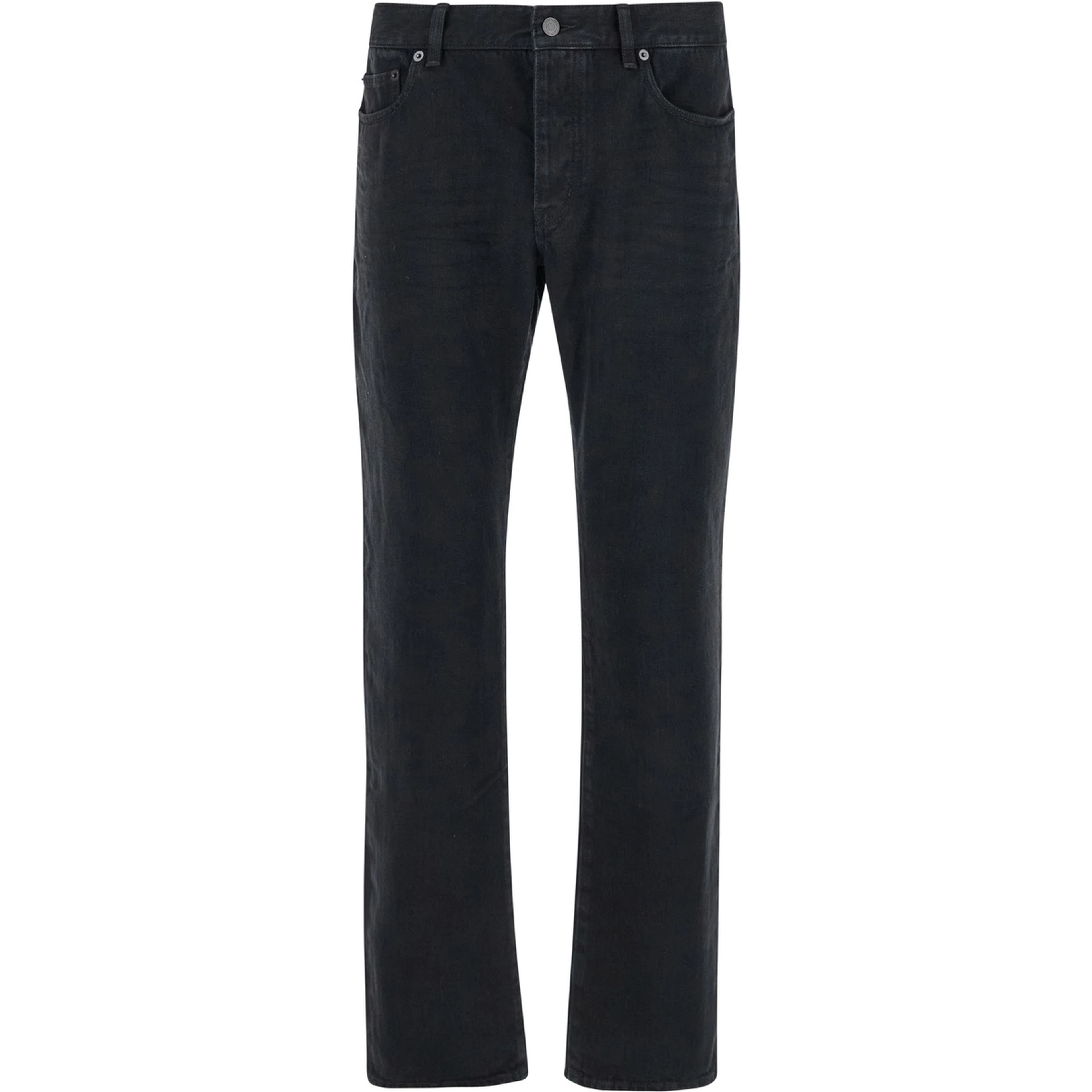 Black Slim Jeans with Logo Patch in Denim Man