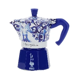 Express Medium BIALETTI Blue and White Moka with Blu Mediterraneo Motif in Tech Materials Home