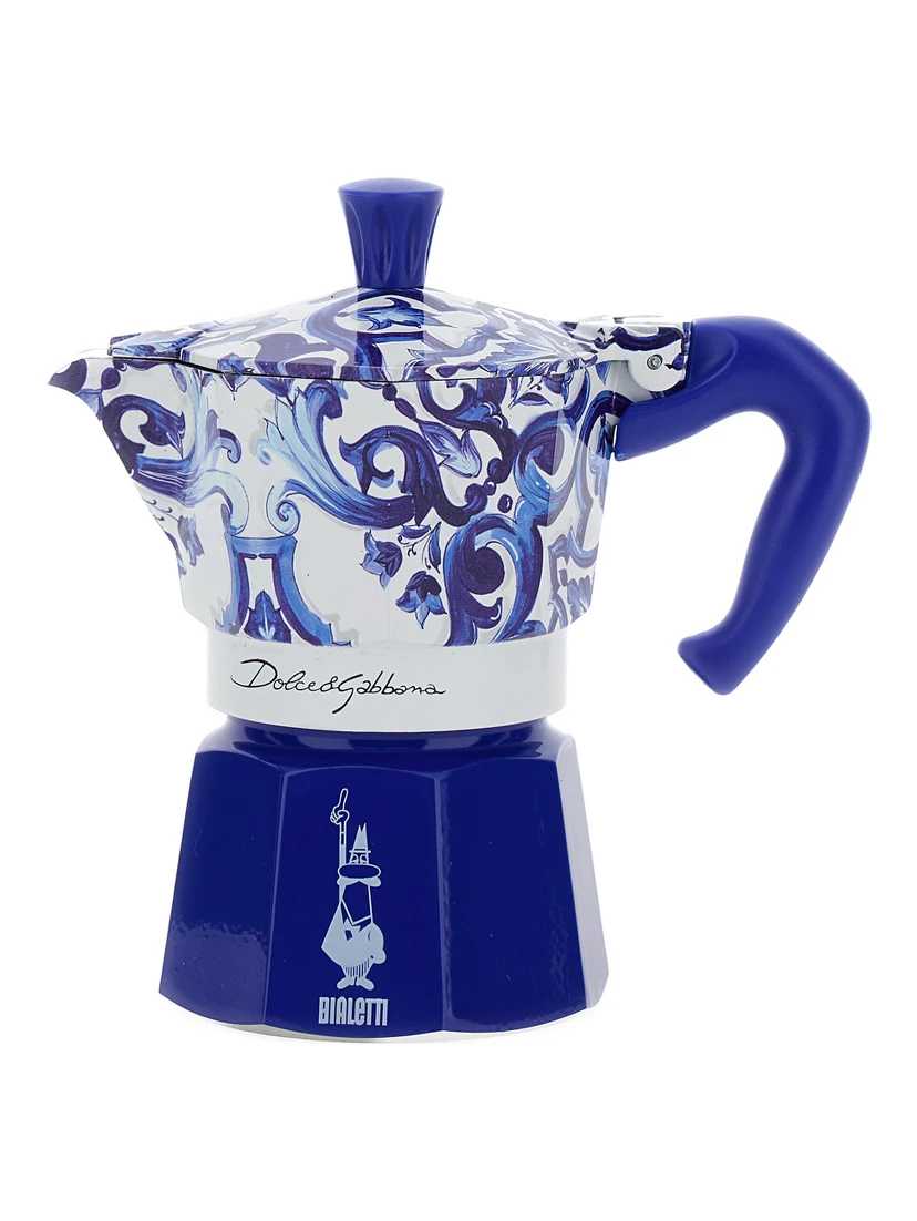 Express Medium BIALETTI Blue and White Moka with Blu Mediterraneo Motif in Tech Materials Home