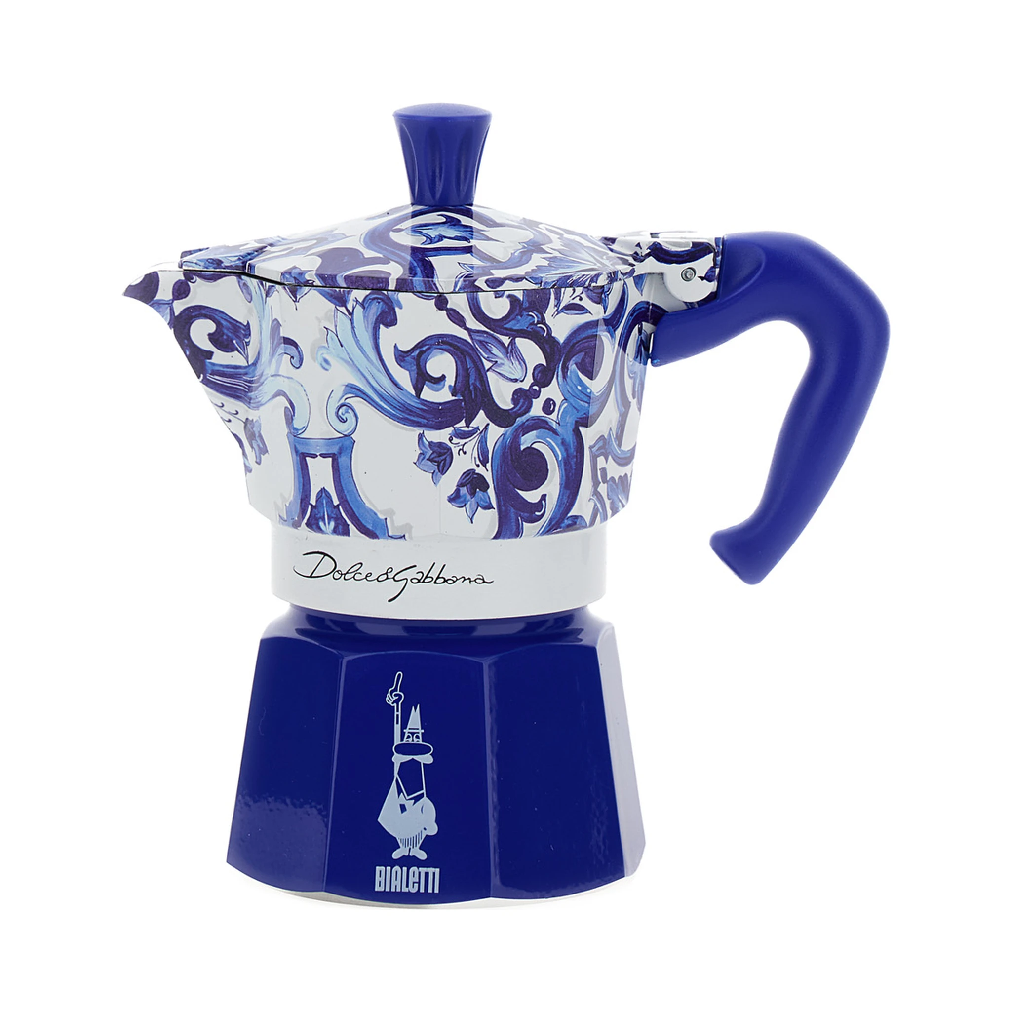 Express Medium BIALETTI Blue and White Moka with Blu Mediterraneo Motif in Tech Materials Home