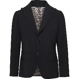 Black Single-Breasted Blazer in Viscose Blend Man