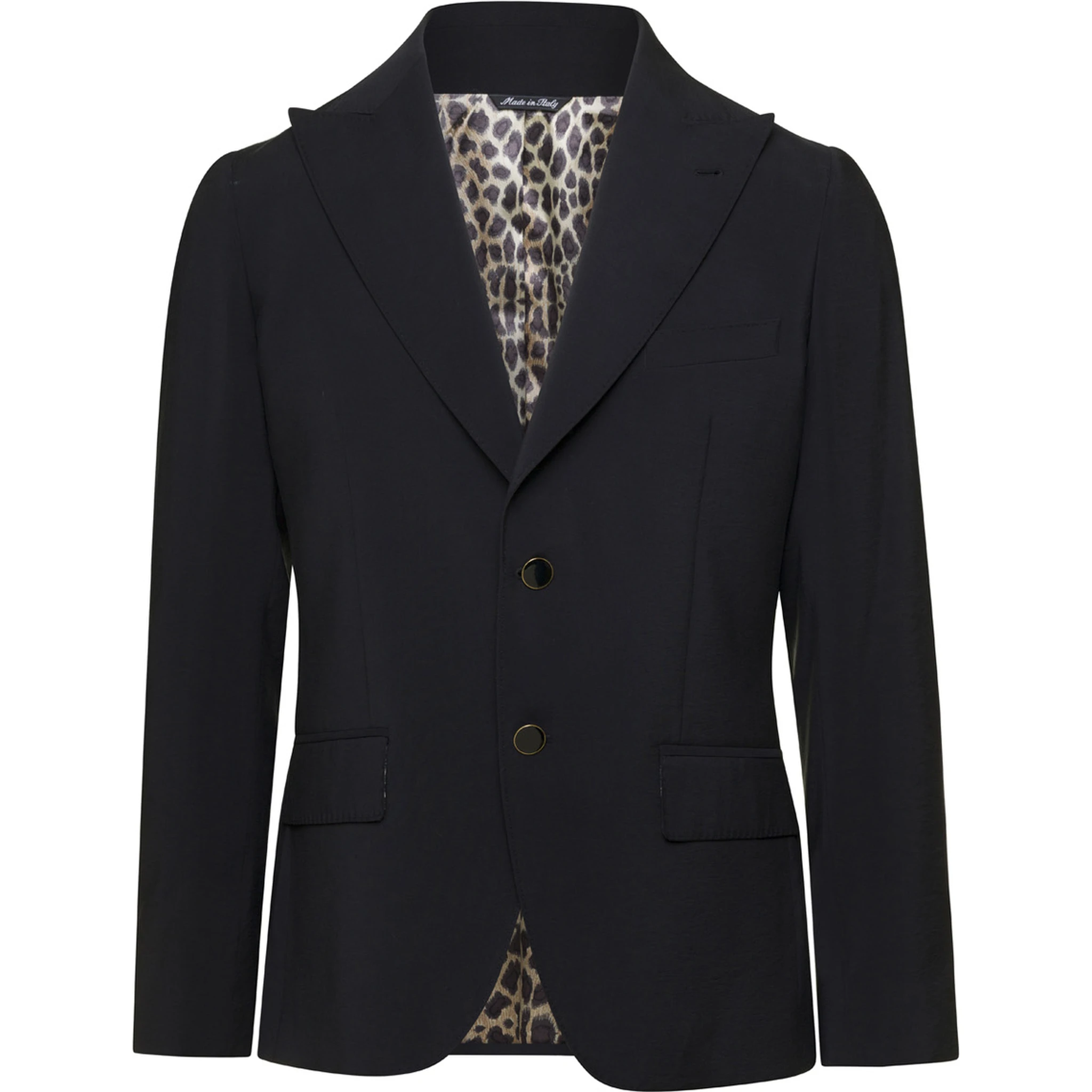 Black Single-Breasted Blazer in Viscose Blend Man