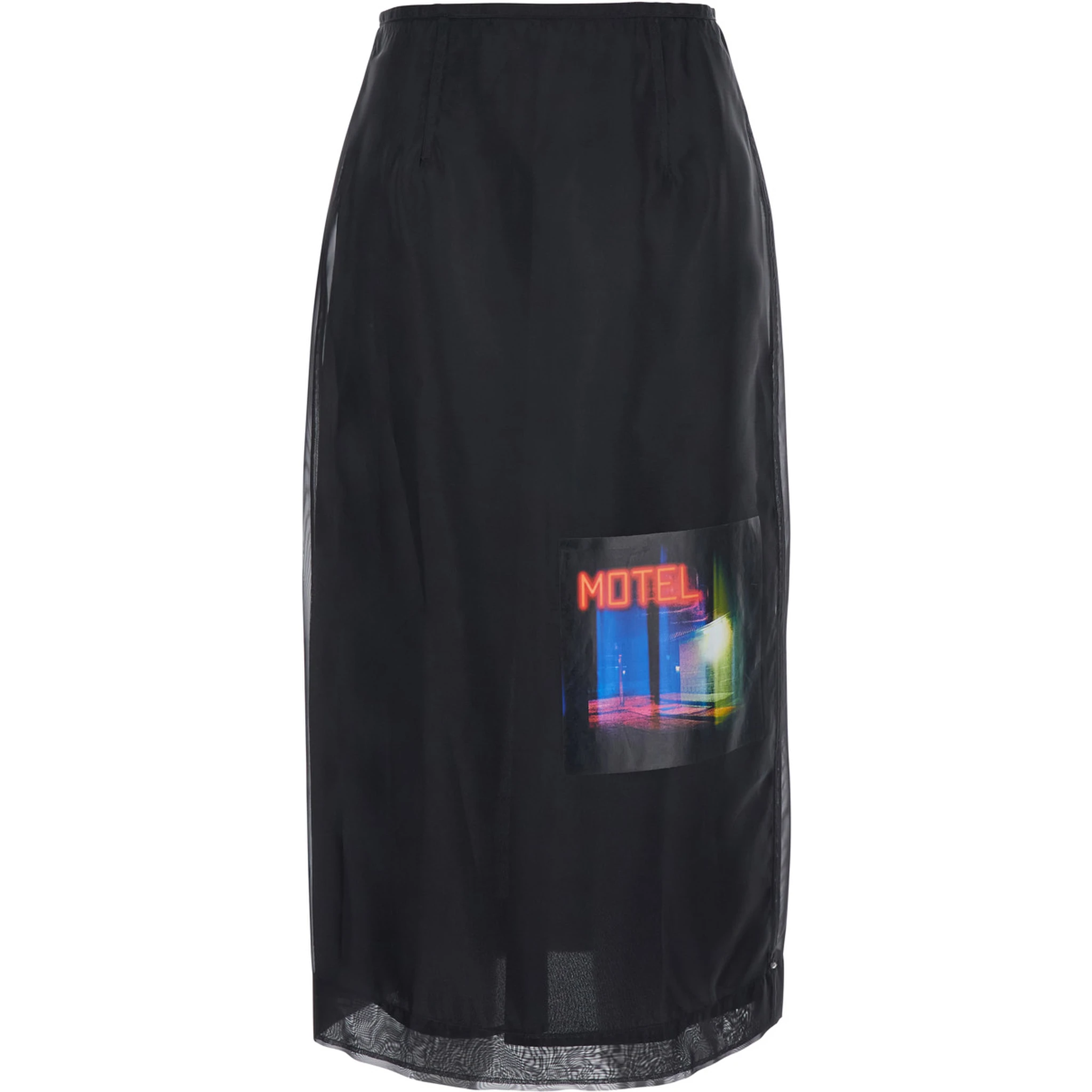 Anzio Black Skirt with Front Print in Polyester Woman