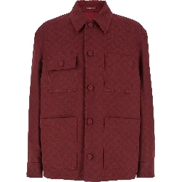 Bordeaux Jacket with All-Over GG Motif in Cotton Blend Man