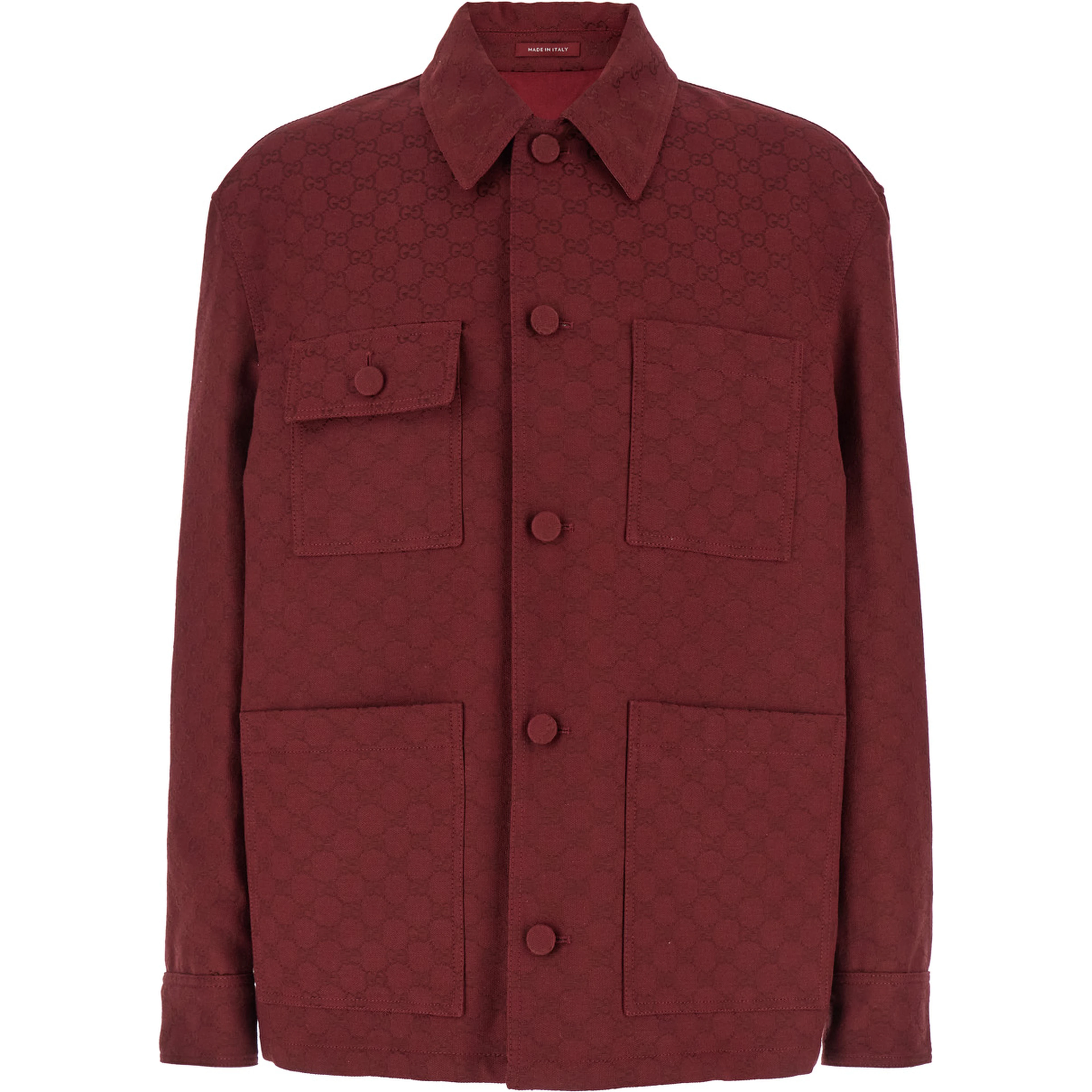 Bordeaux Jacket with All-Over GG Motif in Cotton Blend Man