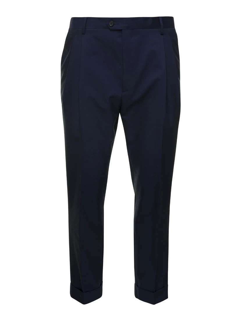 Blue Tailored Trousers in Wool Blend Man