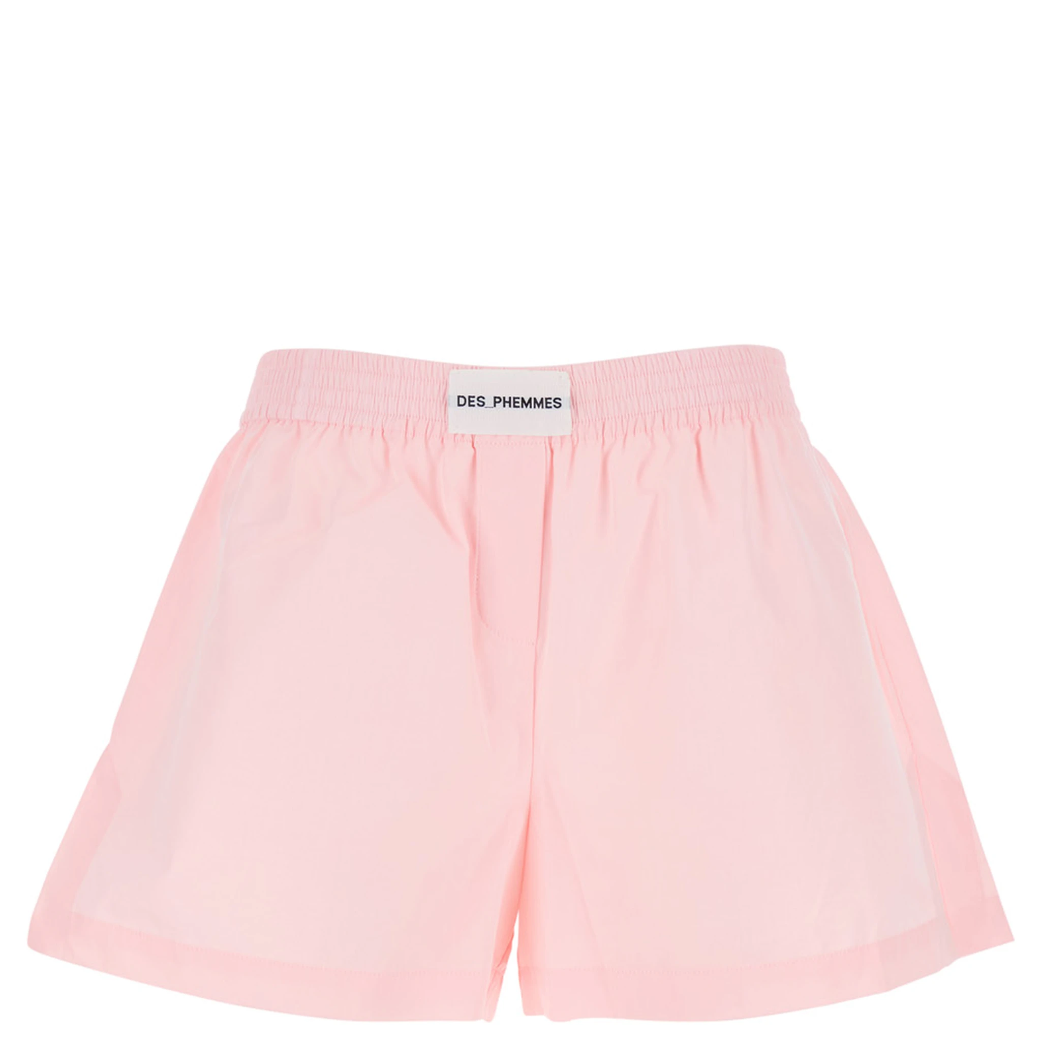 Pink Shorts with Elastic Waist with Logo Patch in Cotton Woman