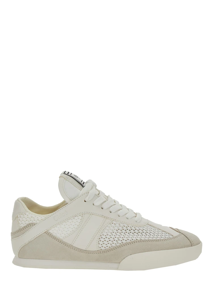 Kick White Sneakers with Logo Patch on the Tongue and Logo Lettering on the Rear in Fabric and Suede Woman