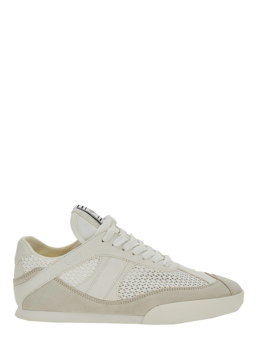 Kick White Sneakers with Logo Patch on the Tongue and Logo Lettering on the Rear in Fabric and Suede Woman