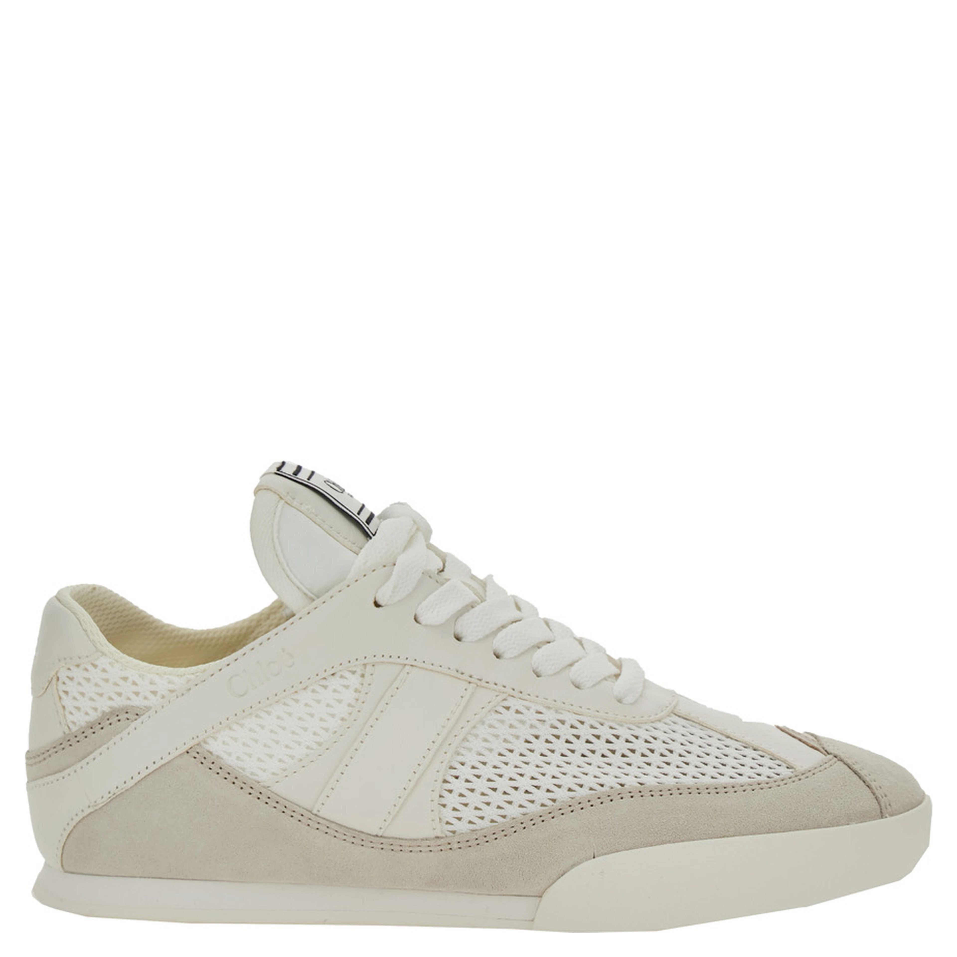 Kick White Sneakers with Logo Patch on the Tongue and Logo Lettering on the Rear in Fabric and Suede Woman