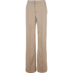Beige Pants with Pences on the Front in Tech Fabric Woman