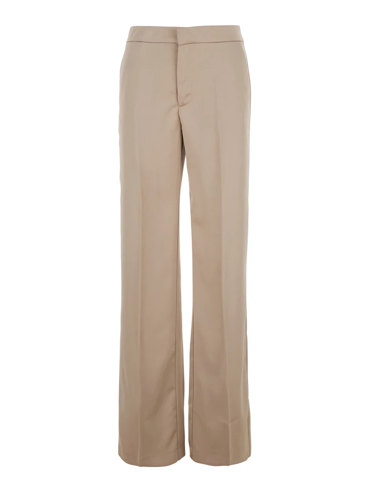 Beige Pants with Pences on the Front in Tech Fabric Woman