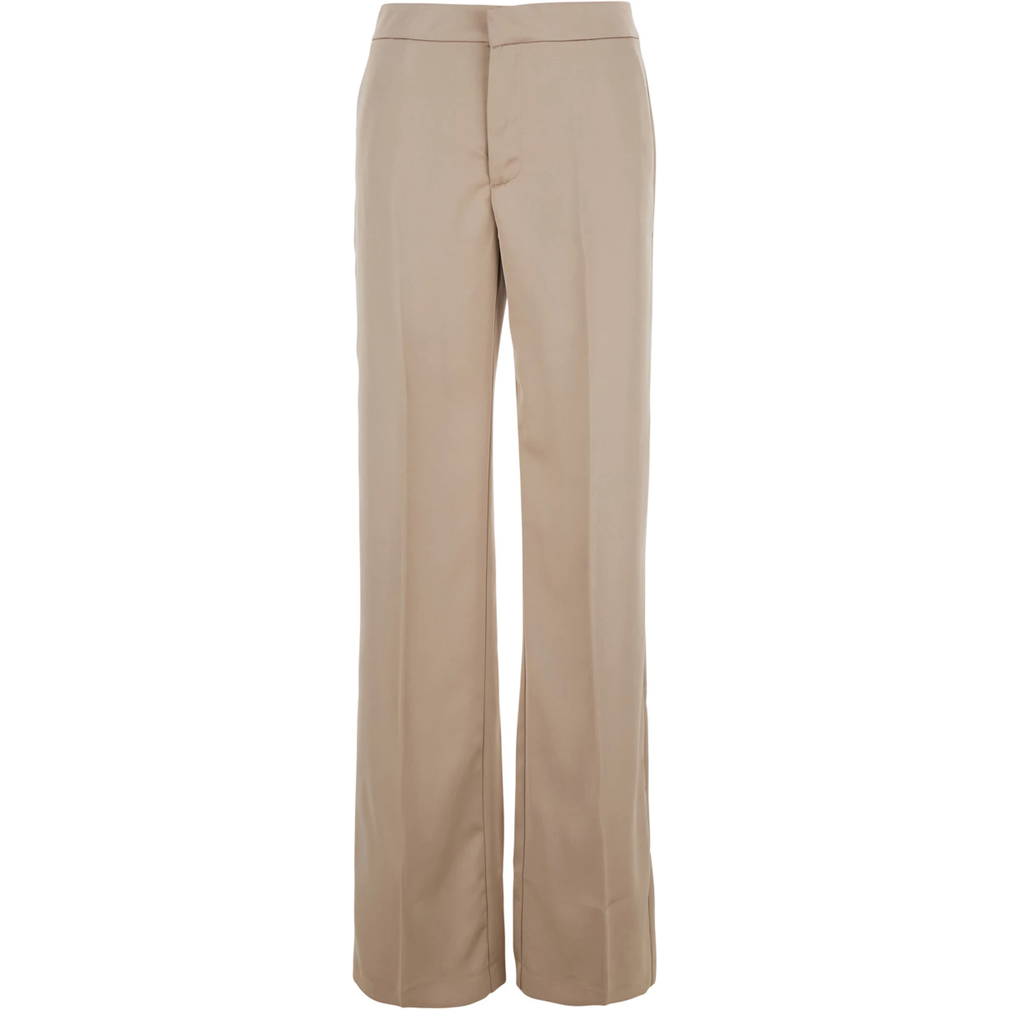 Beige Pants with Pences on the Front in Tech Fabric Woman