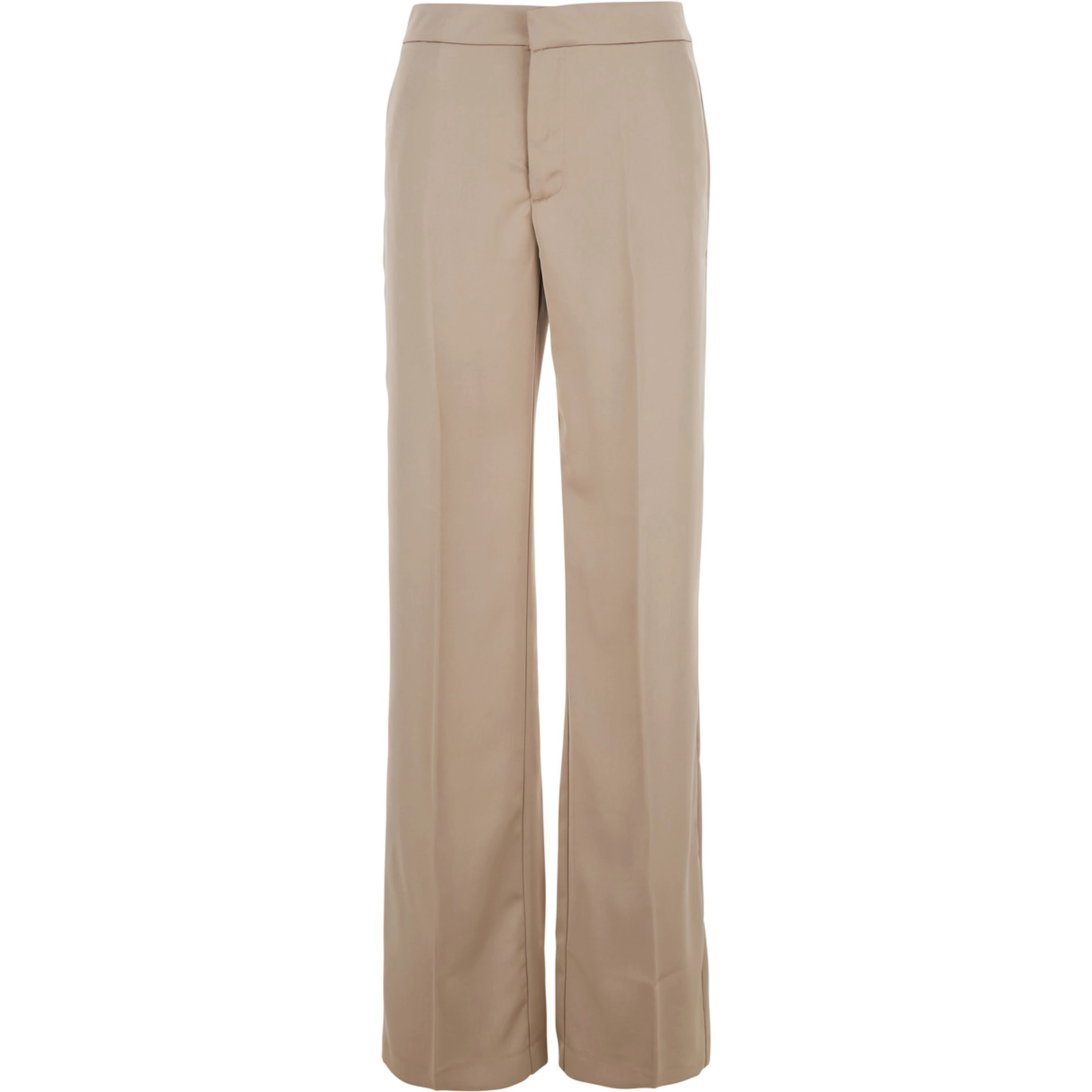 Beige Pants with Pences on the Front in Tech Fabric Woman