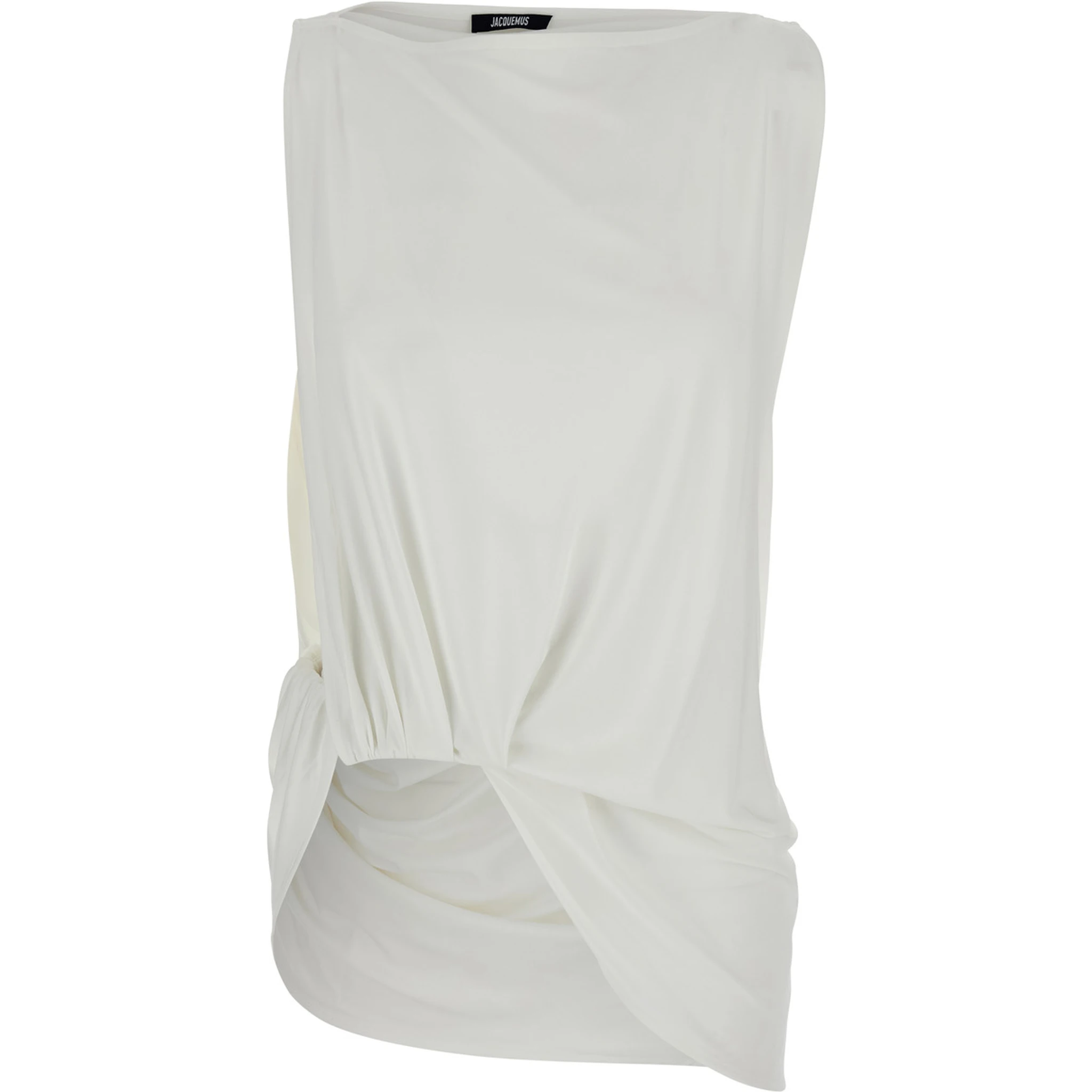 Le Haut Peplo White Top with Square Neck and Cut-Out on the Side in Viscose Blend Woman