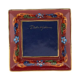 Multicolor Trinket Tray with Carretto Motif in Porcelain