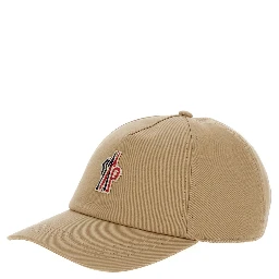 Beige Baseball Cap with Logo Embroidery in Cotton Man