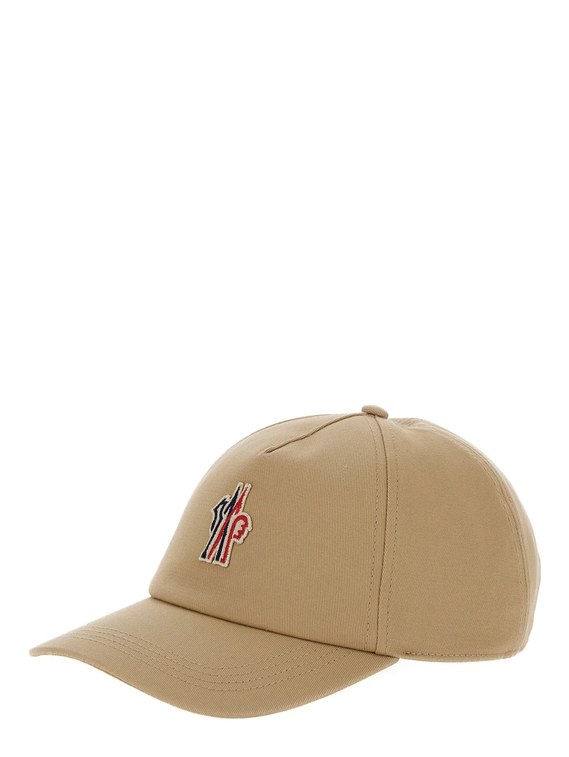 Beige Baseball Cap with Logo Embroidery in Cotton Man