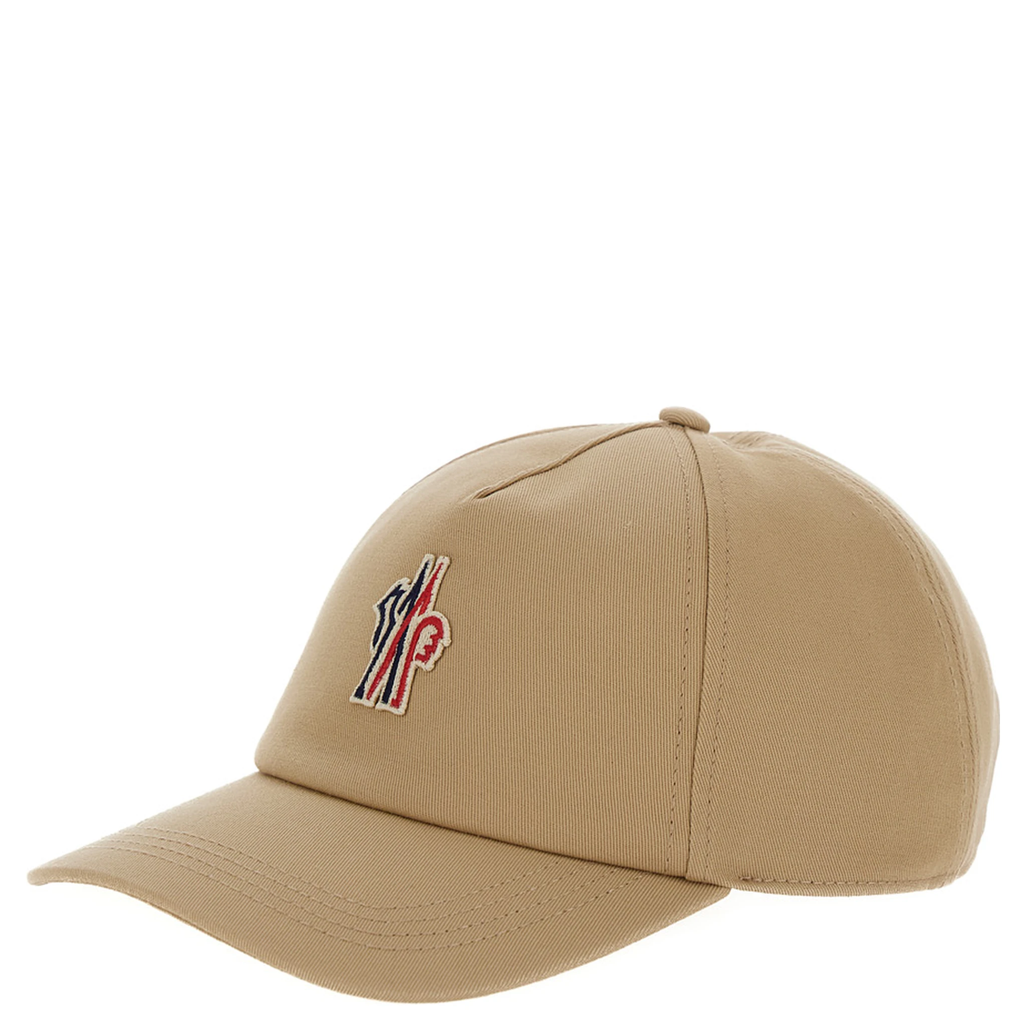 Beige Baseball Cap with Logo Embroidery in Cotton Man