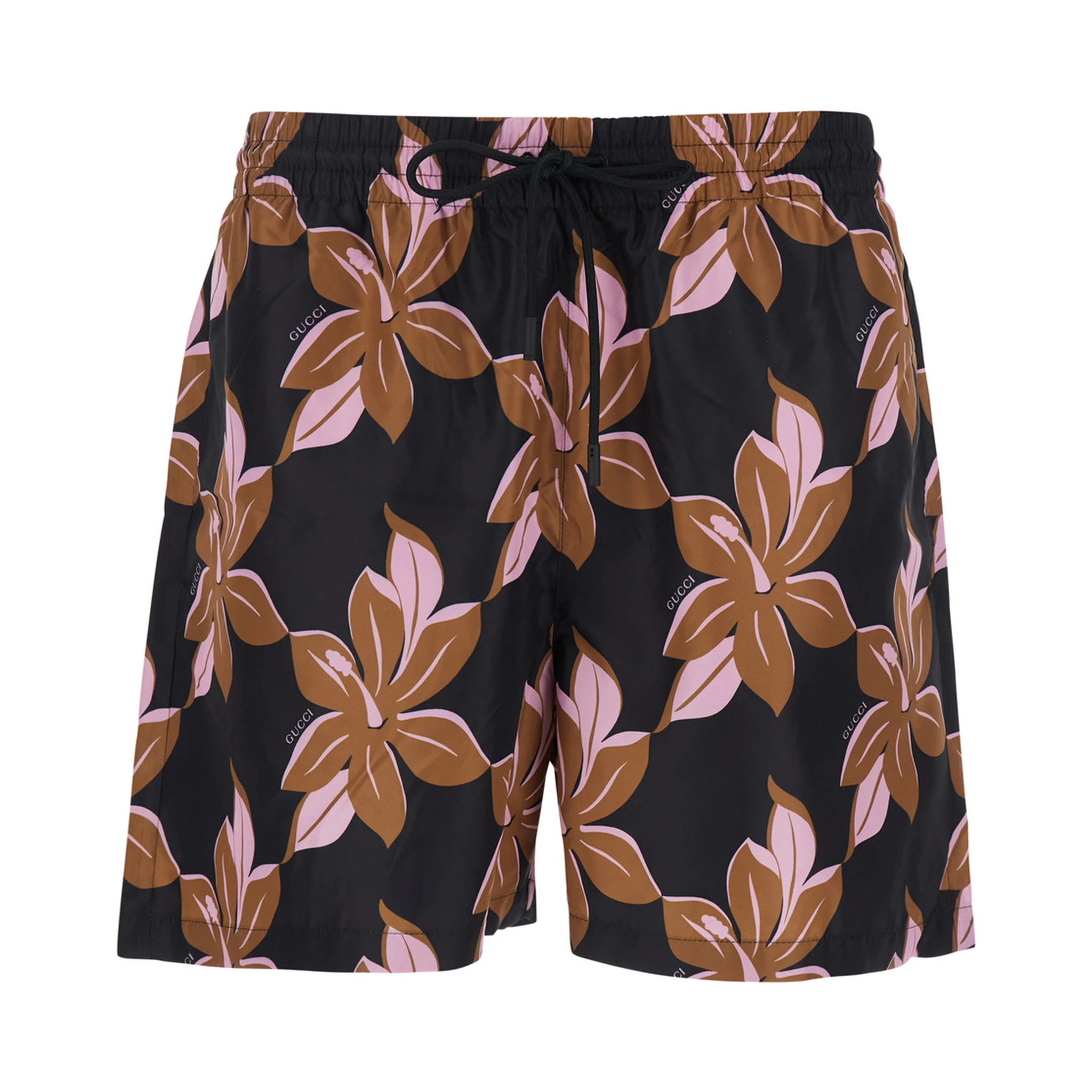 Multicolor Swimsuit with Drawstring and All-Over Floral Print in Tech Fabric Man