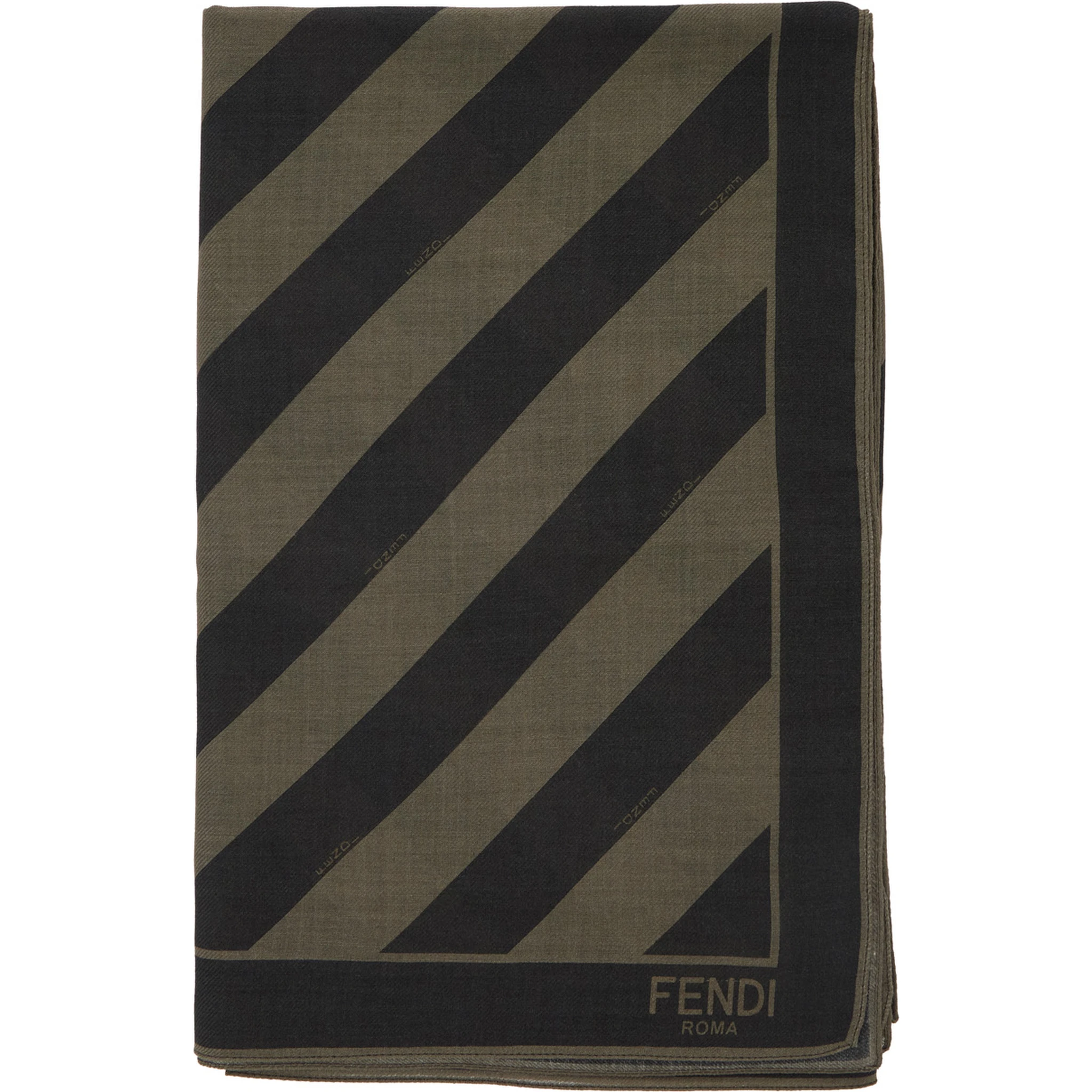 Beige Square Stole with All-Over Striped Motif and Logo Lettering on the Hem in Cotton and Silk Blend Man