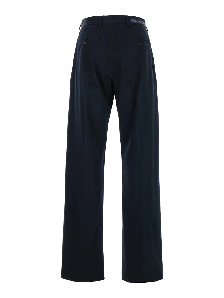 Blue Straight Tailored Pants in Cotton Man alternative