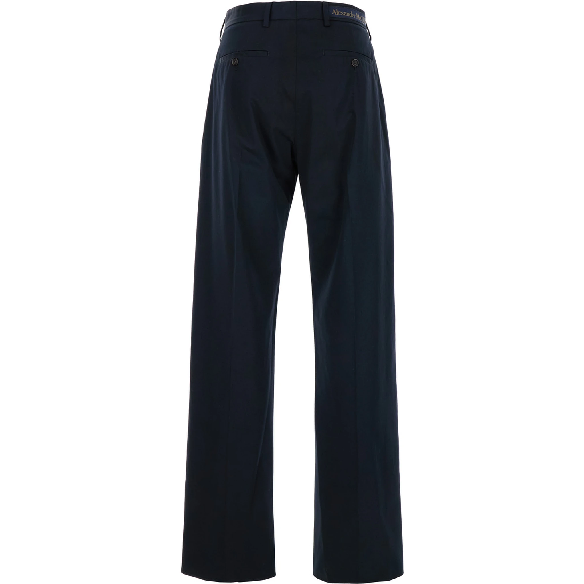 Blue Straight Tailored Pants in Cotton Man
