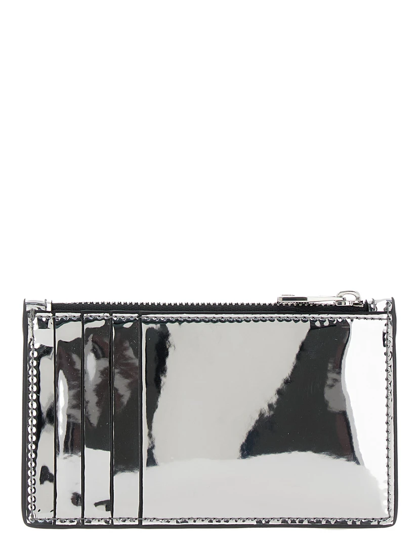 Silver Card-Holder with McQueen Graffiti Logo in Laminated Leather Man