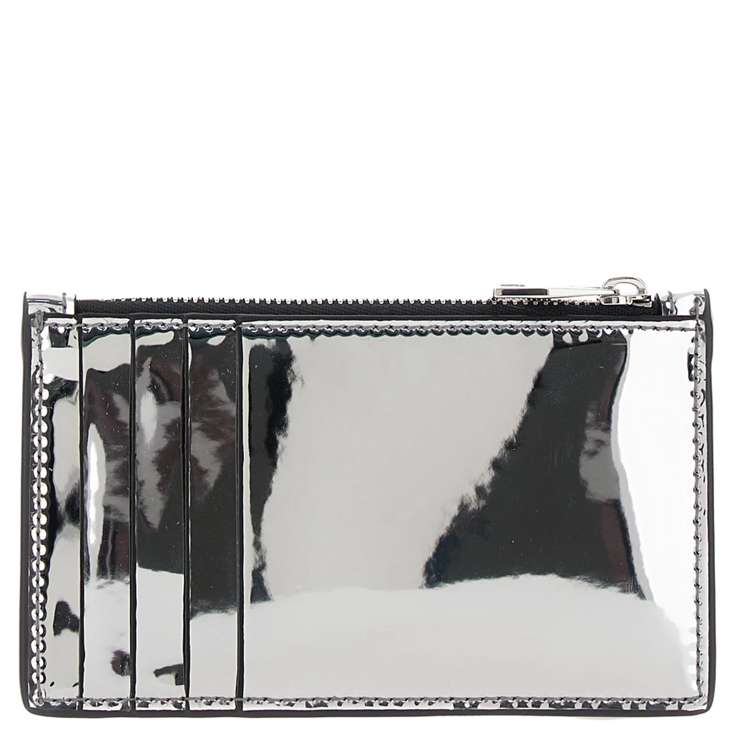 Silver Card-Holder with McQueen Graffiti Logo in Laminated Leather Man