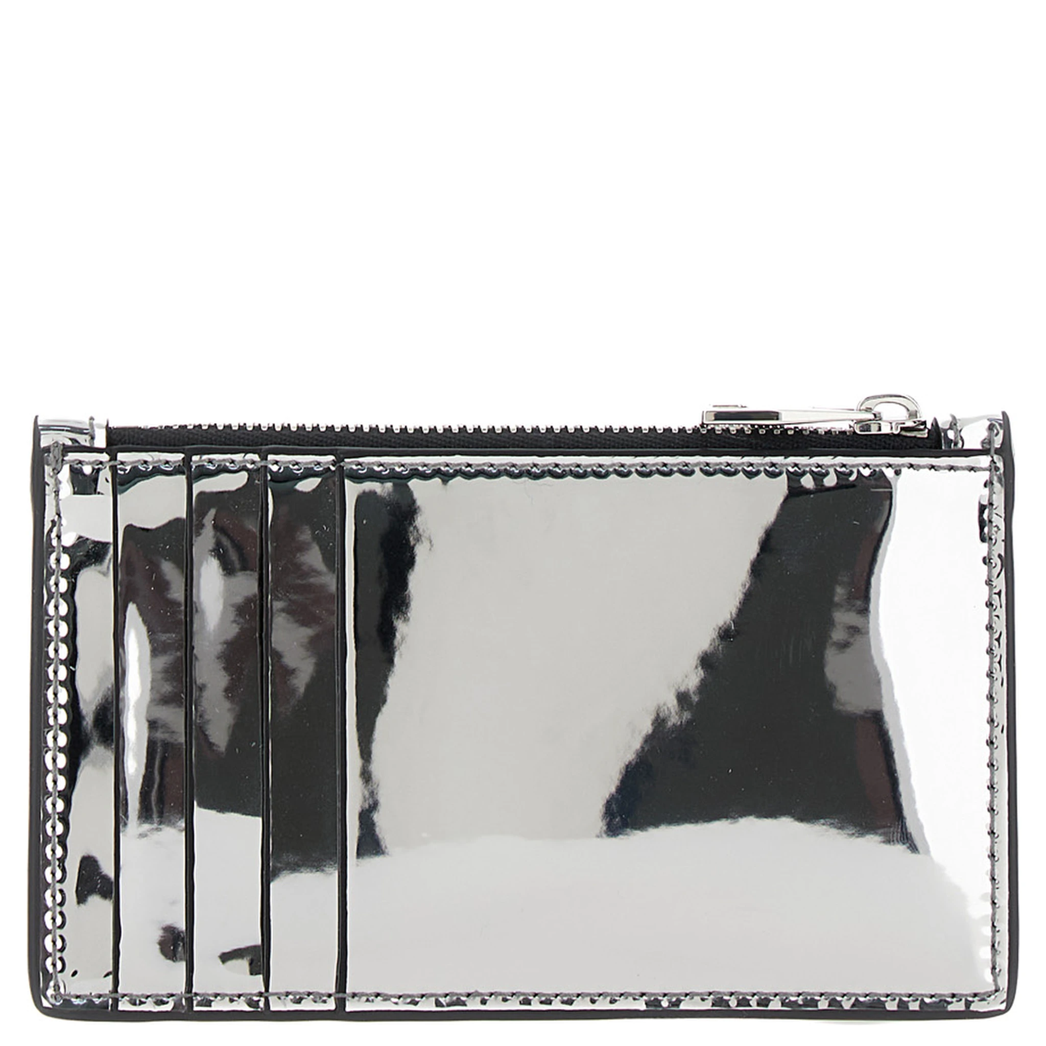 Silver Card-Holder with McQueen Graffiti Logo in Laminated Leather Man