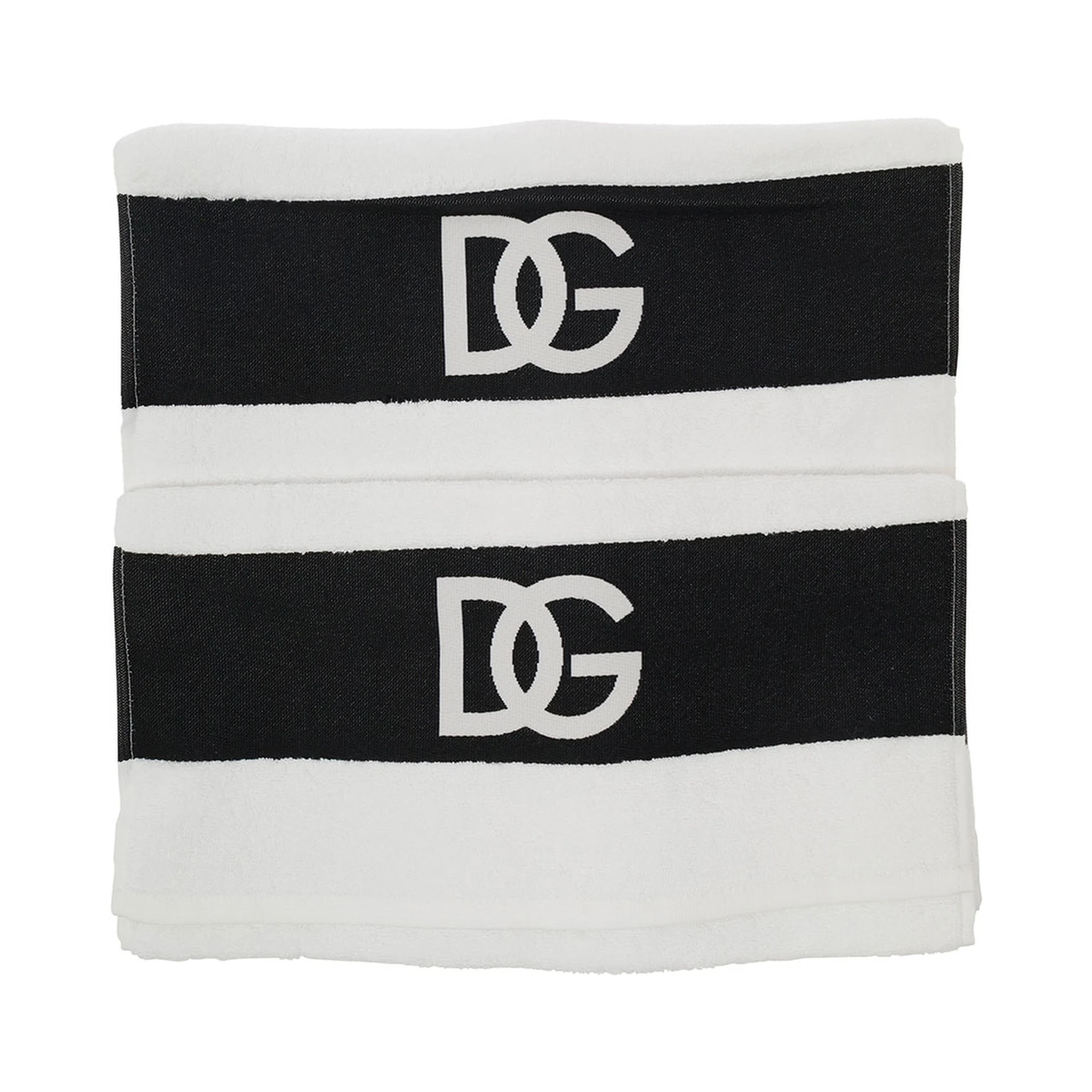White Set of Five Towels with DG Logo in Terry Cotton