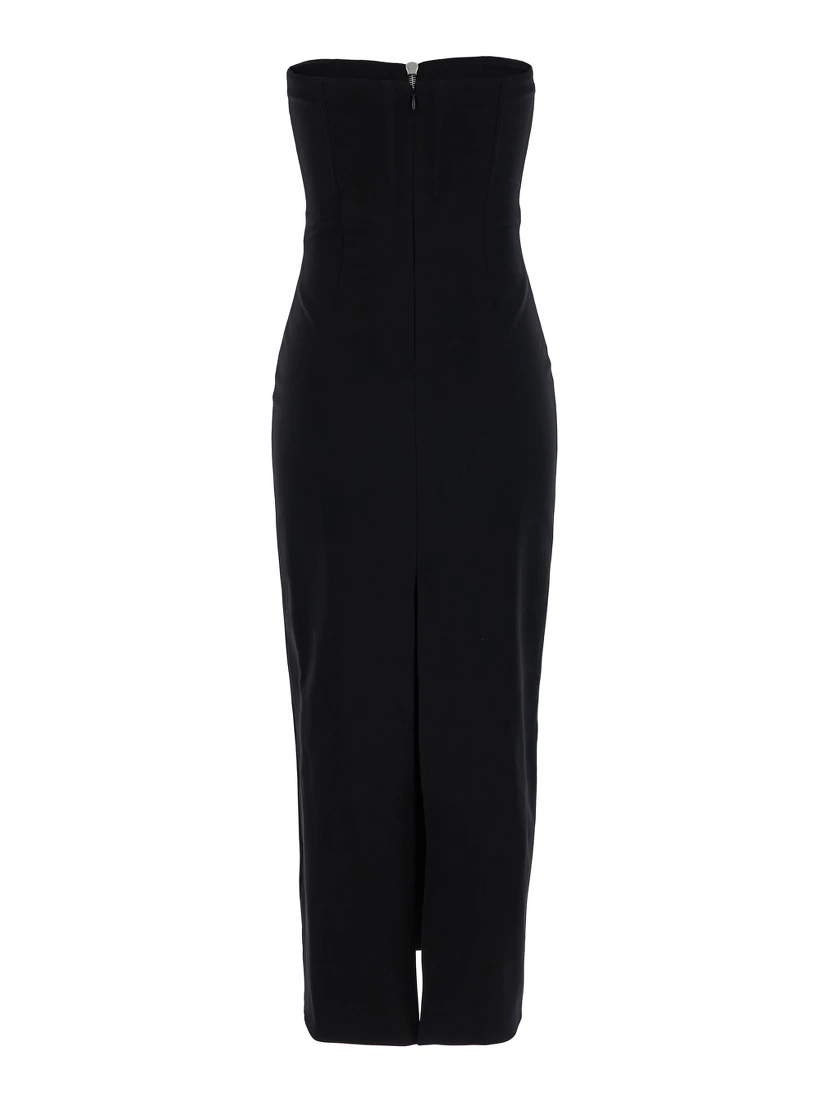 Black Bustier Dress with Decorative Zip in Tech Fabric Woman