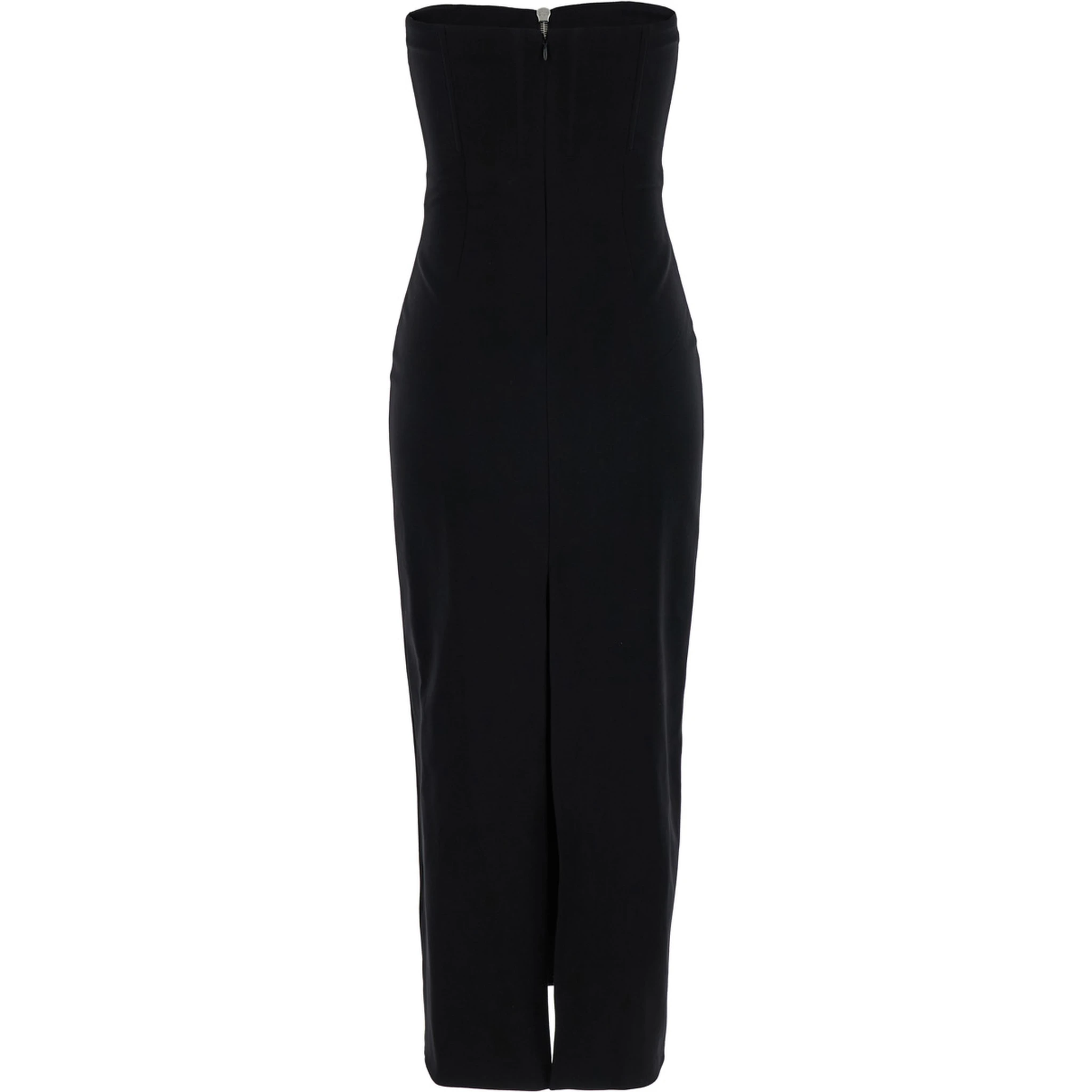 Black Bustier Dress with Decorative Zip in Tech Fabric Woman