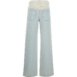 Blue Jeans with Tweed Waist in Denim Woman