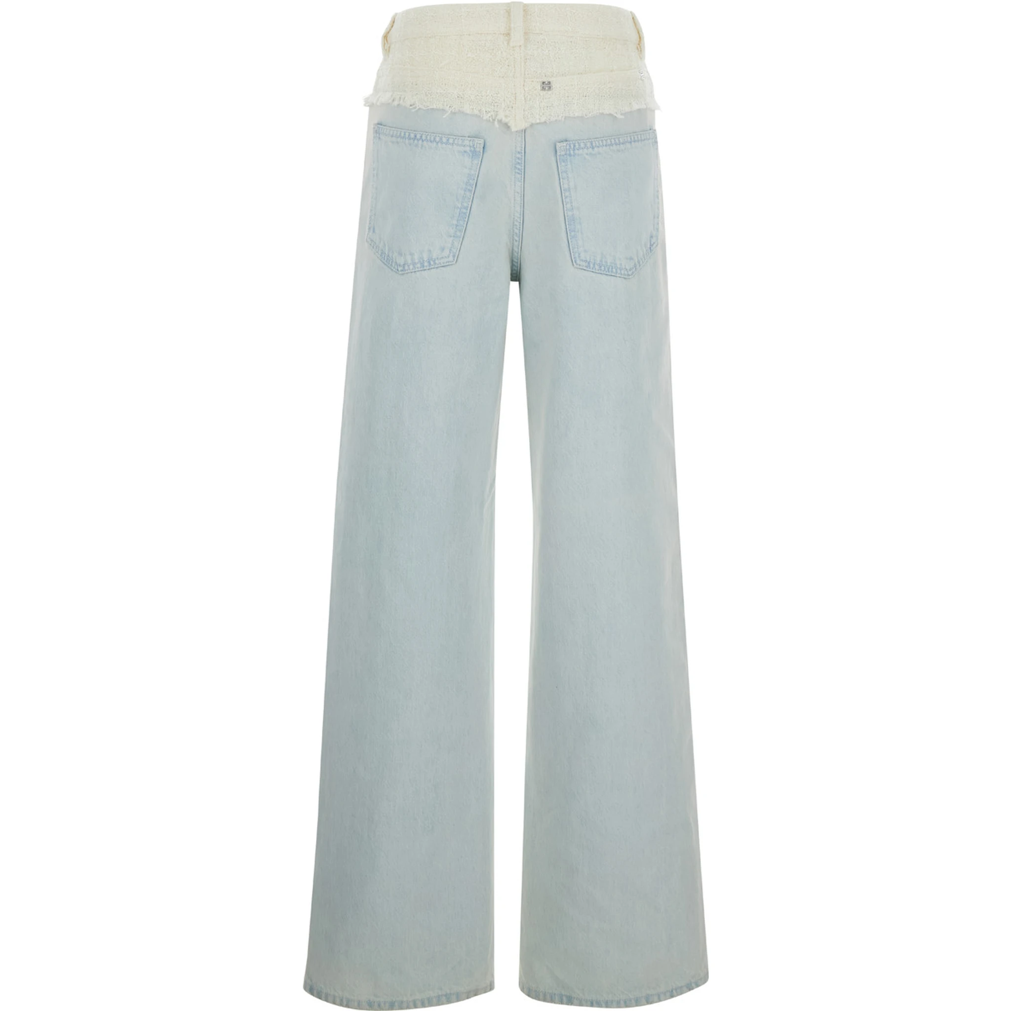 Blue Jeans with Tweed Waist in Denim Woman