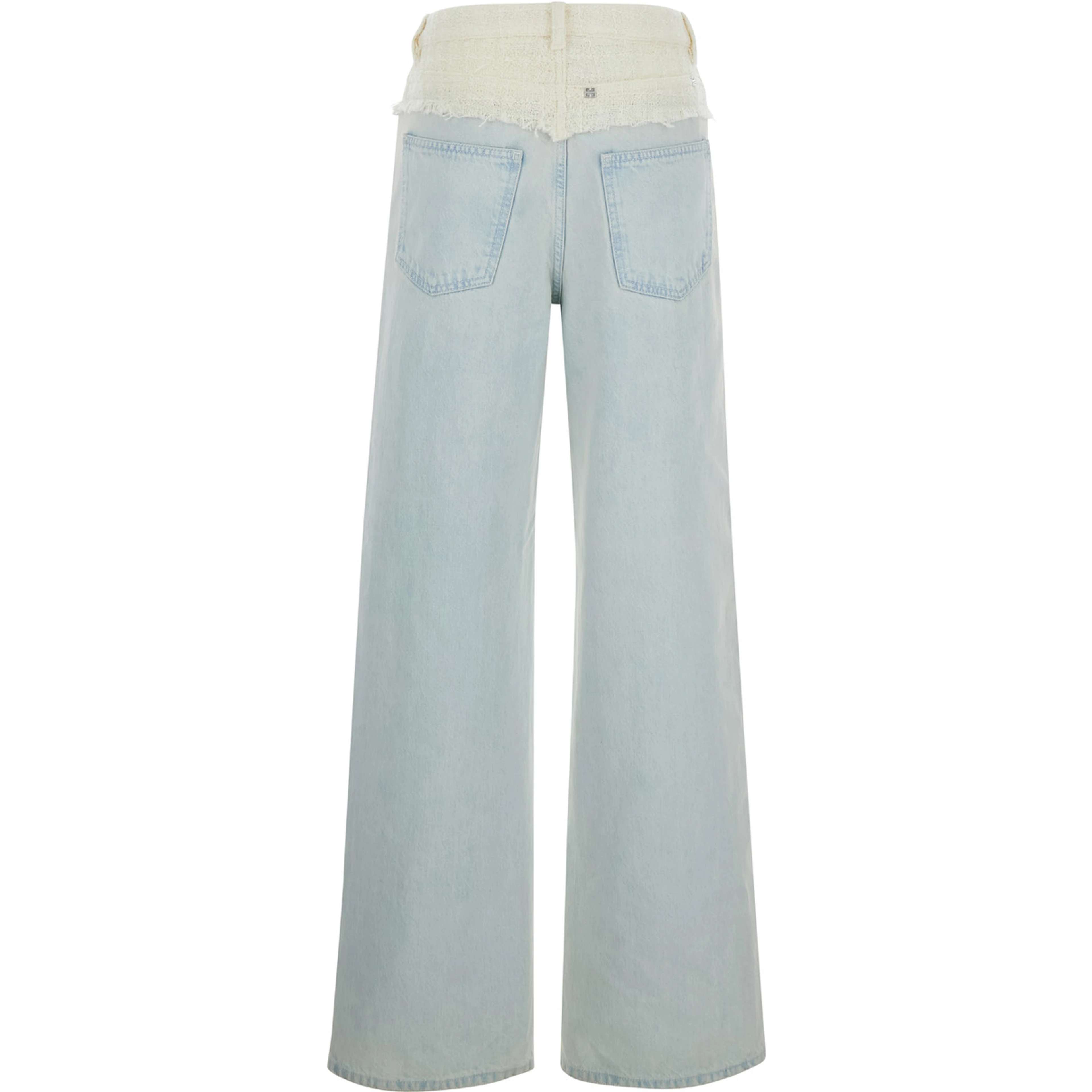 Blue Jeans with Tweed Waist in Denim Woman