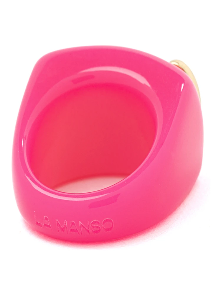 La Manso Womans Fluopink Knuckle Duster Pink Plastic Ring alternative