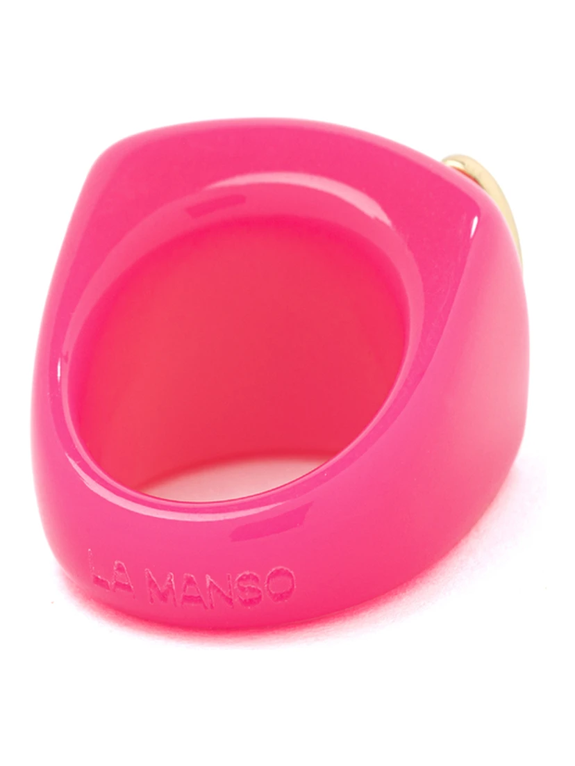 La Manso Womans Fluopink Knuckle Duster Pink Plastic Ring